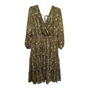 Baltic Born Midi Dress Plus Size 2XL Coventry Tiered Midi in Dusty Olive Green
